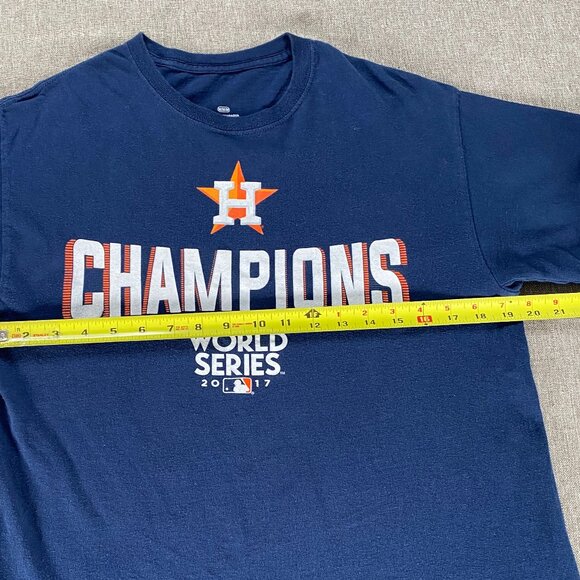 Houston Astros World Series Champions T-Shirt Top Men's Medium Blue Logo 2017 - Picture 7 of 8
